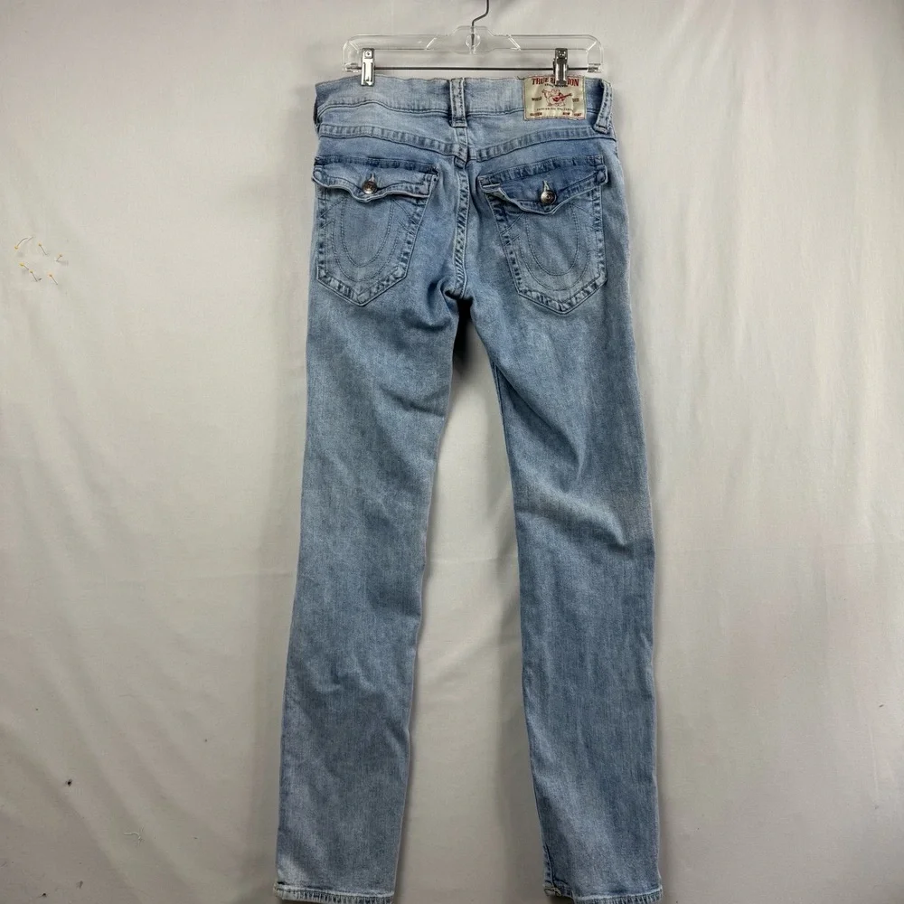 True Religion Jeans Mens 32 Light Blue Rocco Relaxed Skinny Five Pocket Straight